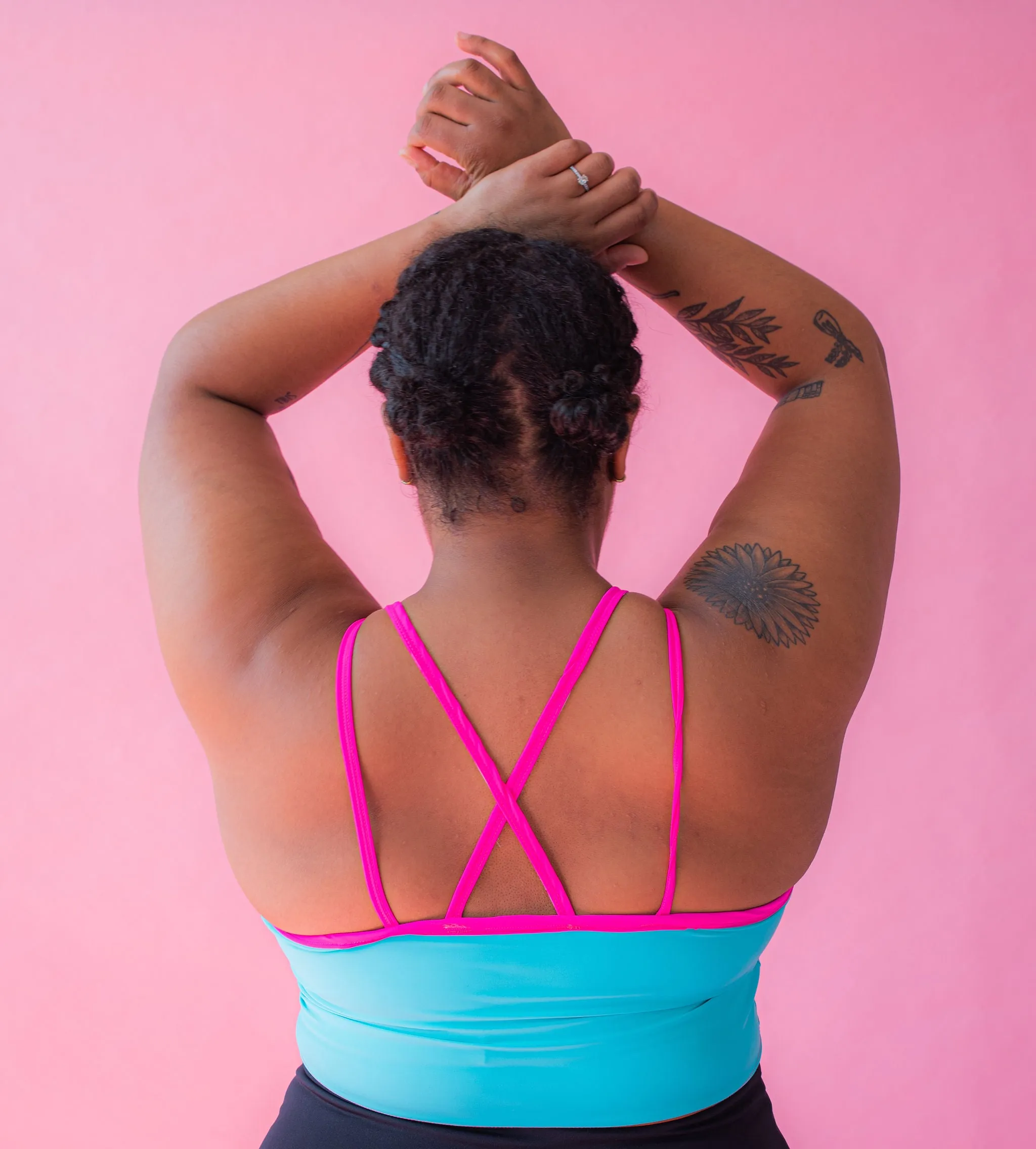 Plus Size Teal & Hot Pink Sports Bra