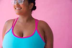 Plus Size Teal & Hot Pink Sports Bra