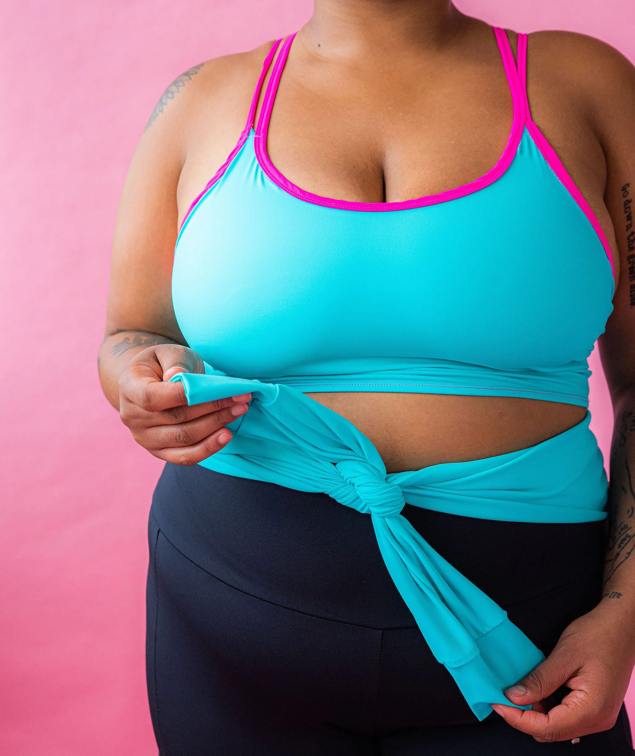 Plus Size Teal & Hot Pink Sports Bra