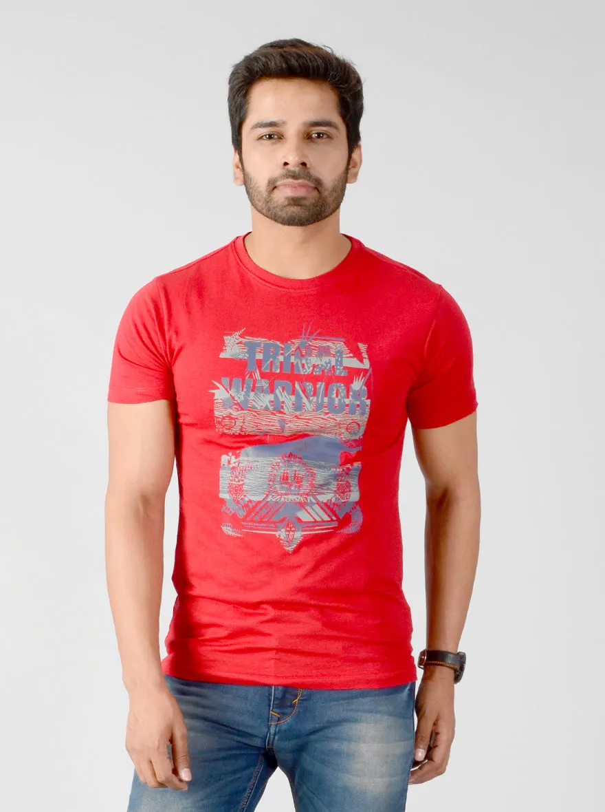 Red Printed Slim Fit T-shirt | JadeBlue