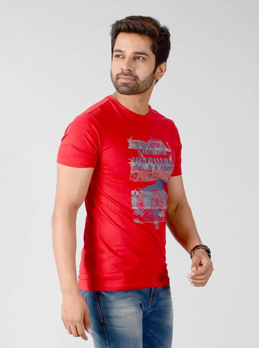 Red Printed Slim Fit T-shirt | JadeBlue