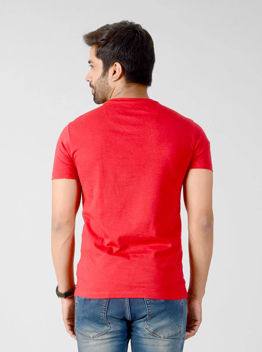 Red Printed Slim Fit T-shirt | JadeBlue