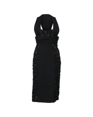 Sequin Detail Midi Halter Neck Dress in Luxurious Viscose