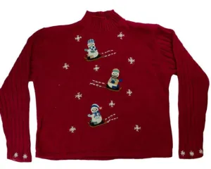 Sledding Snowmen-Medium Christmas Sweater