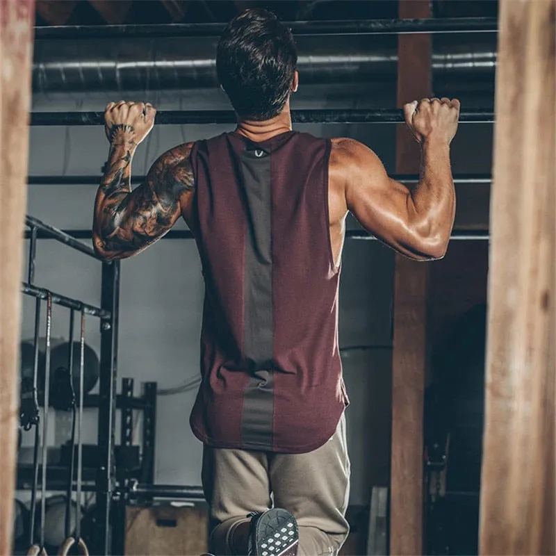 Summer Newest Brand Mens Curved Hem Patchwork Gyms Stringers Vest Bodybuilding Clothing Fitness Man Tanks Tops