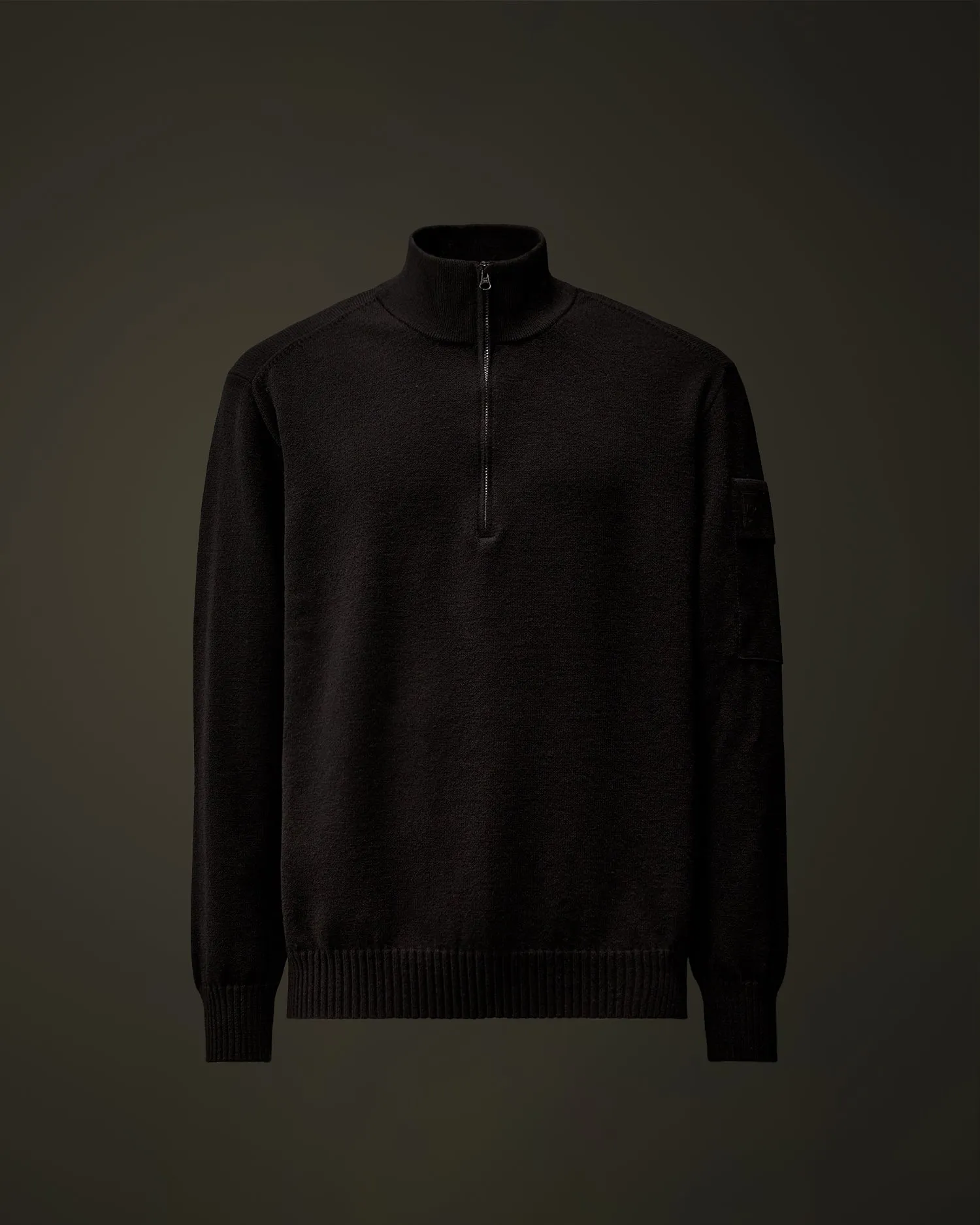 The Metropolis Series Extrafine Merino Wool Half Zipped Knit - Black