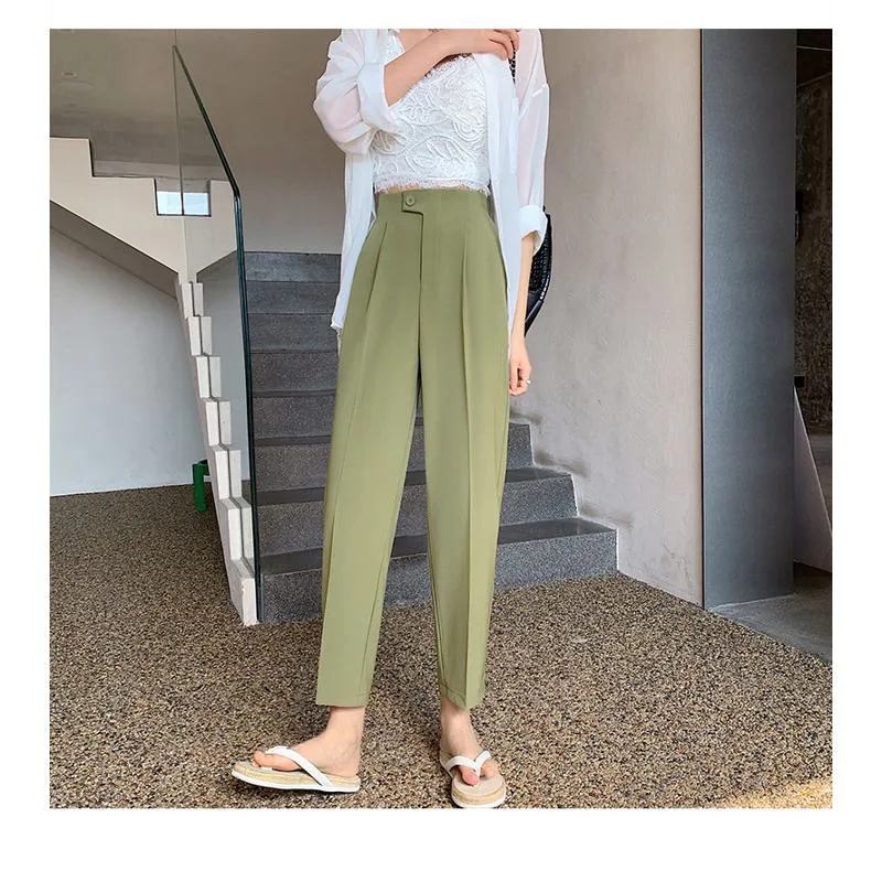 Trousers Versatile Draping High-Waisted Loose Fit Slimming Pants