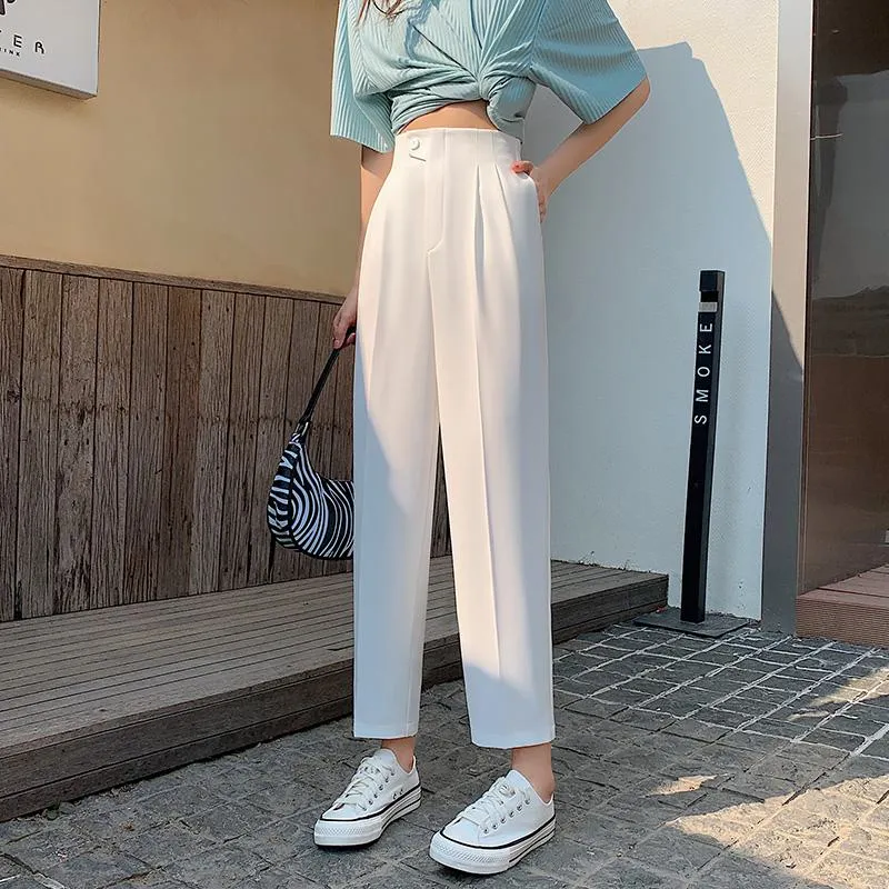 Trousers Versatile Draping High-Waisted Loose Fit Slimming Pants