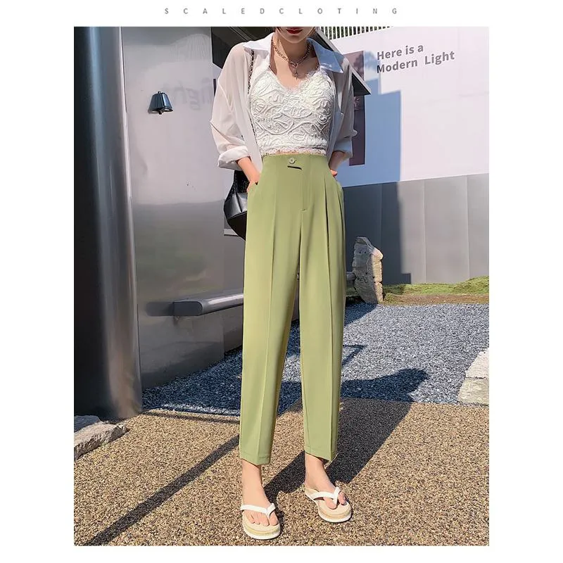 Trousers Versatile Draping High-Waisted Loose Fit Slimming Pants