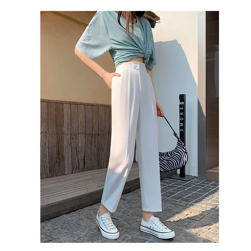 Trousers Versatile Draping High-Waisted Loose Fit Slimming Pants