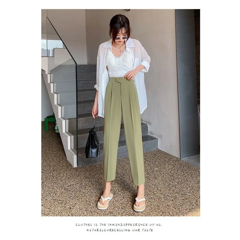 Trousers Versatile Draping High-Waisted Loose Fit Slimming Pants