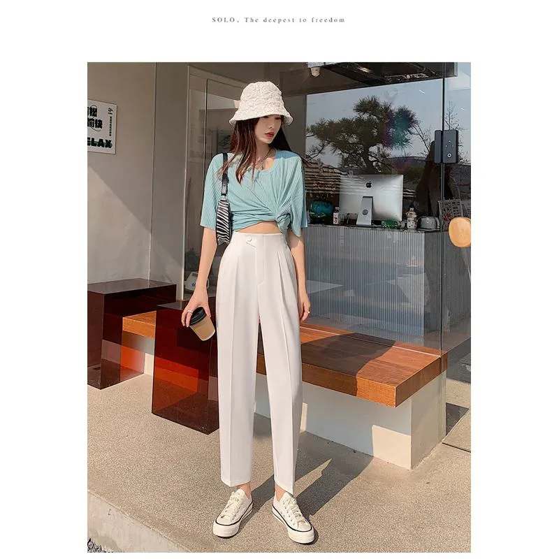 Trousers Versatile Draping High-Waisted Loose Fit Slimming Pants