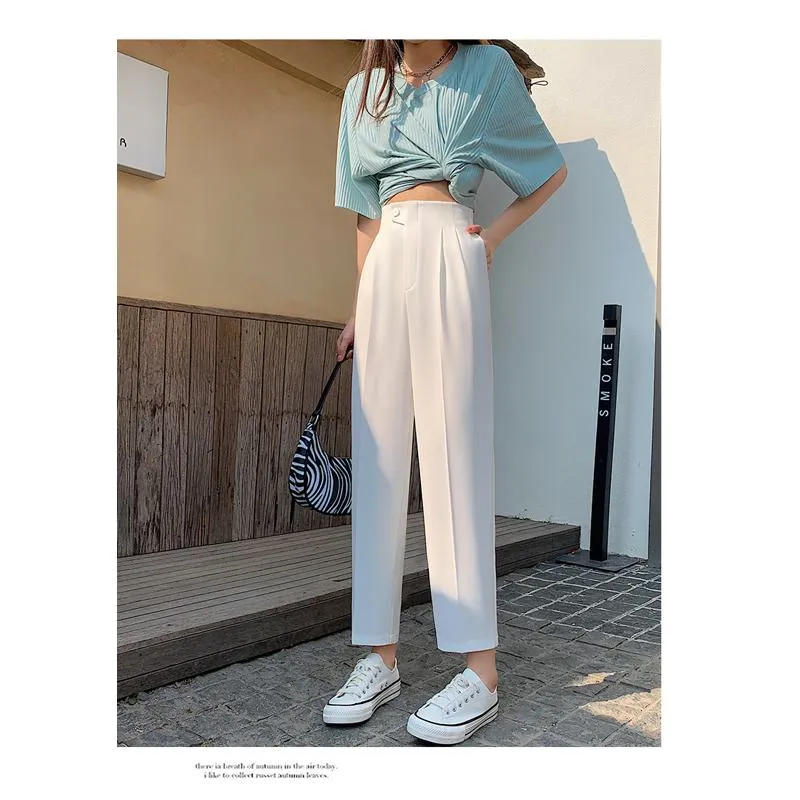 Trousers Versatile Draping High-Waisted Loose Fit Slimming Pants