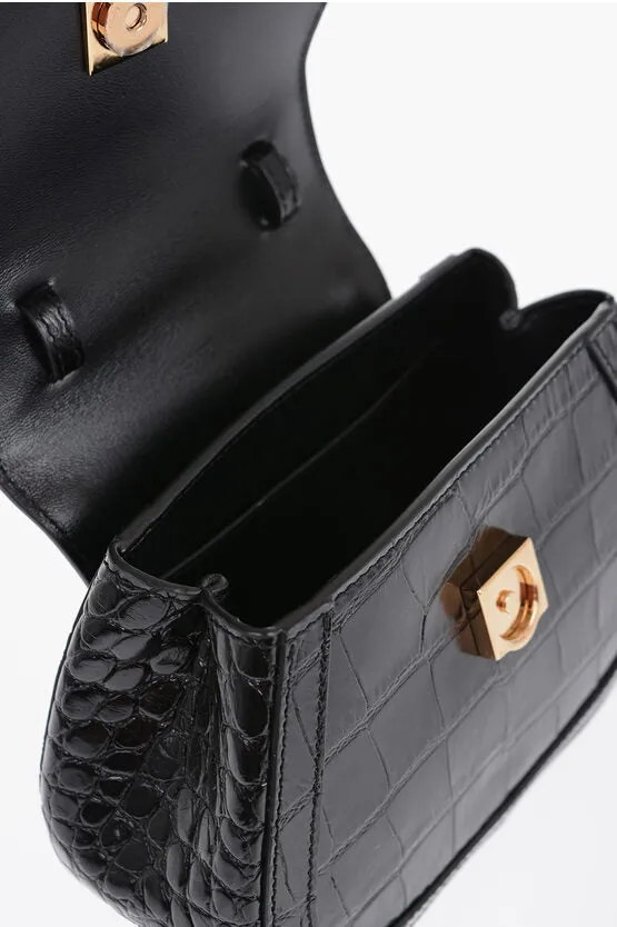 Versace GRECA GODDESS Leather Croco-Effect Bag with Removable Should Unica One size