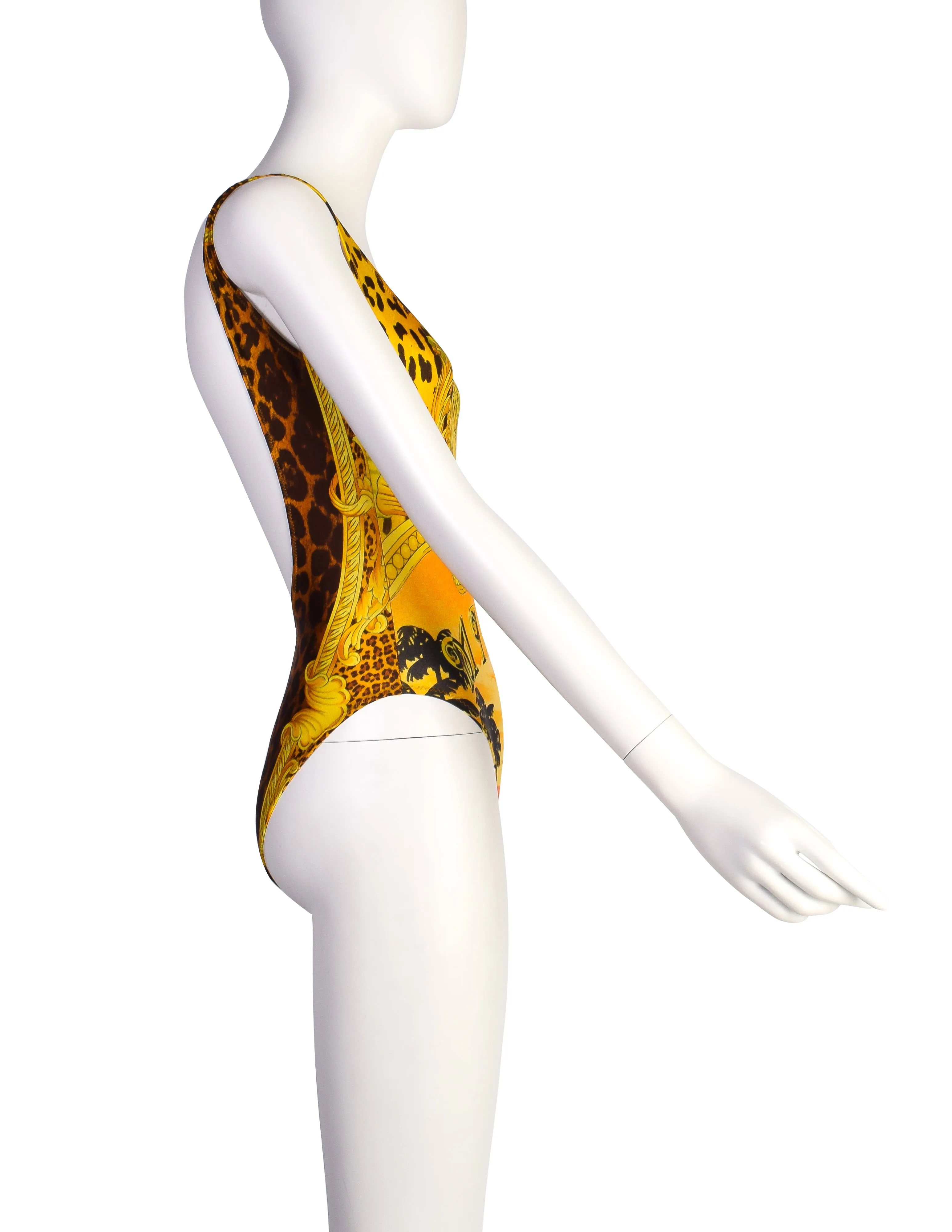 Versace Vintage SS 1993 Iconic Miami Baroque Leopard Print Swimsuit