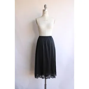 Vintage 1950s 1960s Black Nylon Half Slip