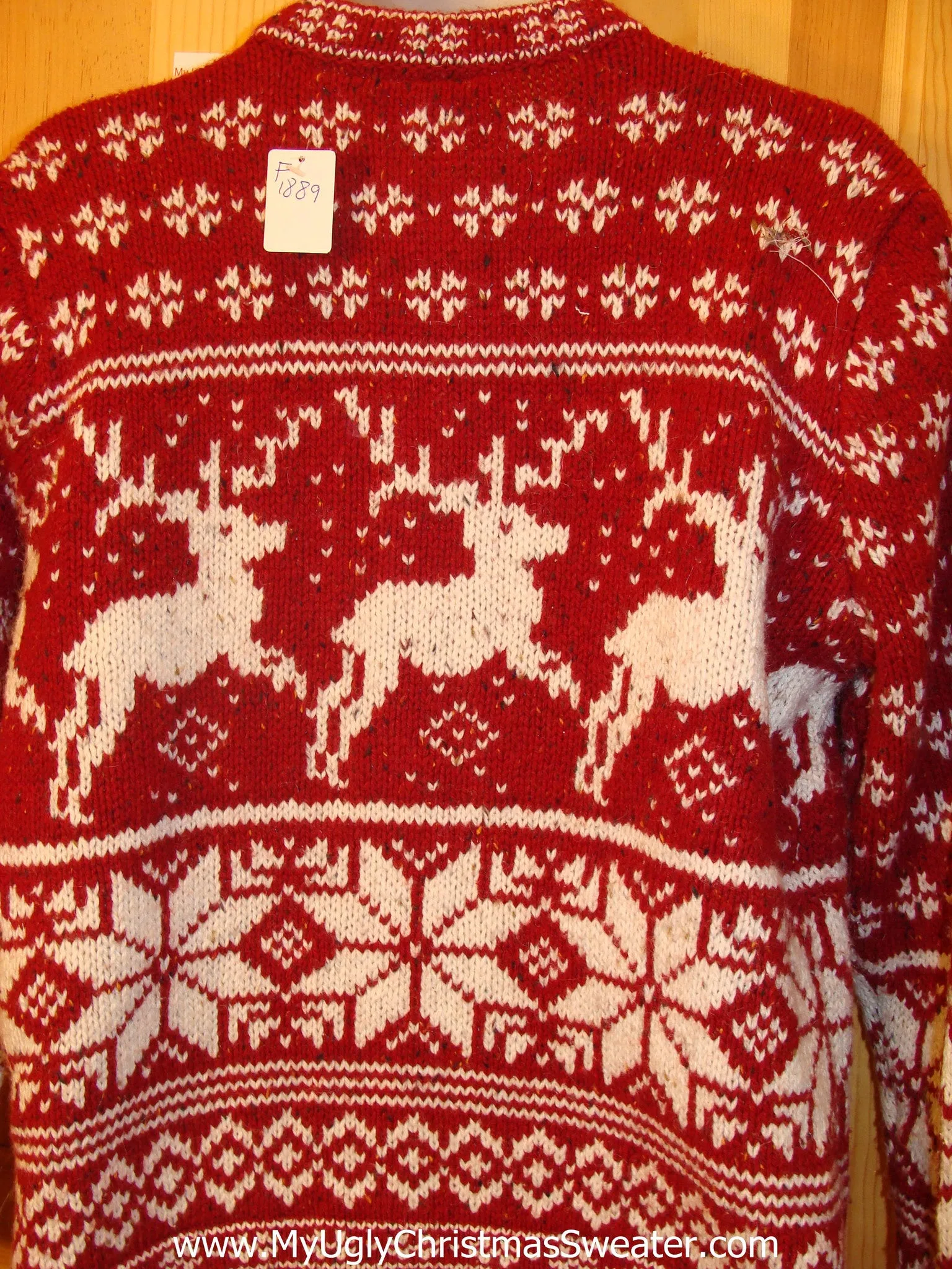 Vintage Style Leaping Reindeer Red Funny Ugly Sweater