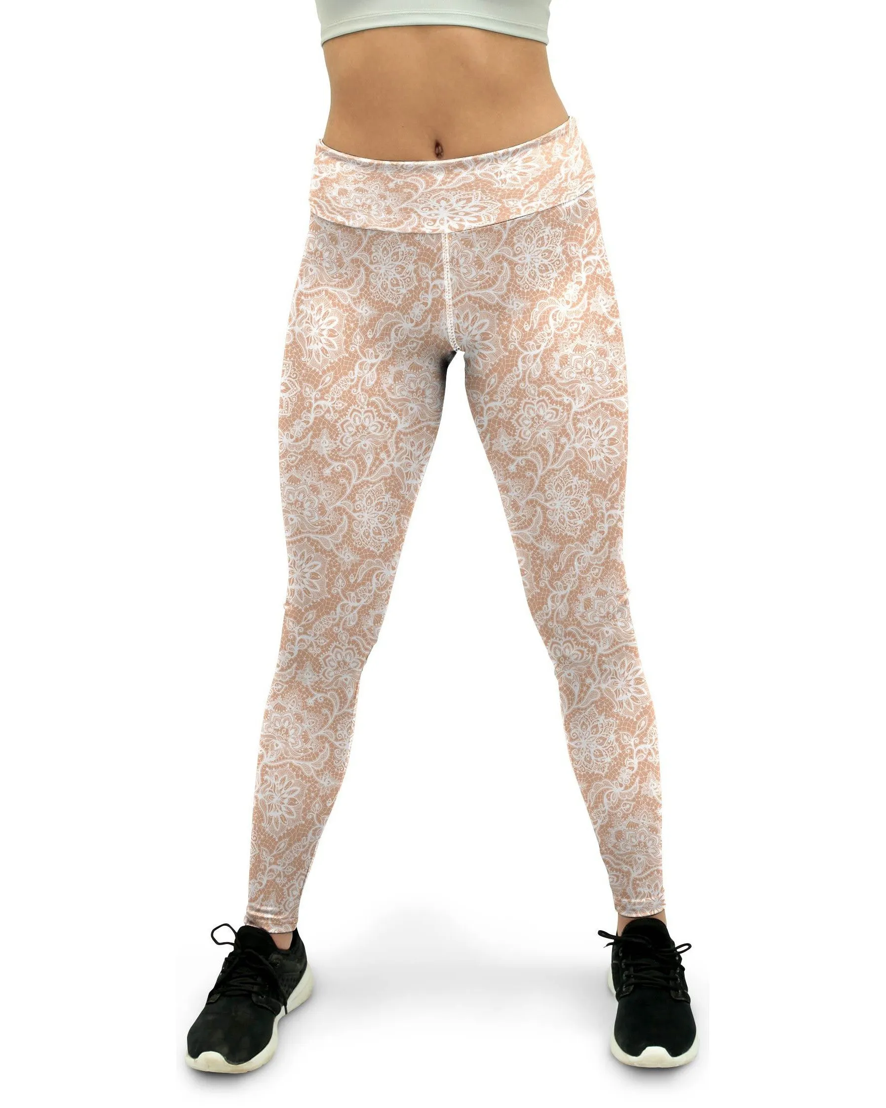 White Faux Lace Yoga Pants